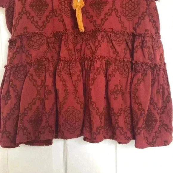 Altar’d State  Boho Embroidered Shirt Red Sz Medium - Picture 11 of 16